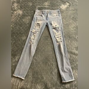 American Eagle Stylish Distressed Light Blue Skinny Jeans